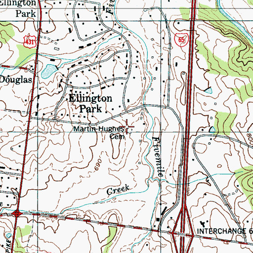 Topographic Map of Martin-Hughes Cemetery, TN