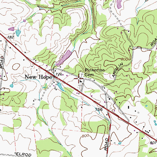 Topographic Map of New Hope School (historical), TN