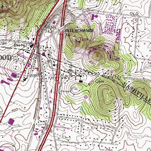 Topographic Map of Overlook Business Park, TN