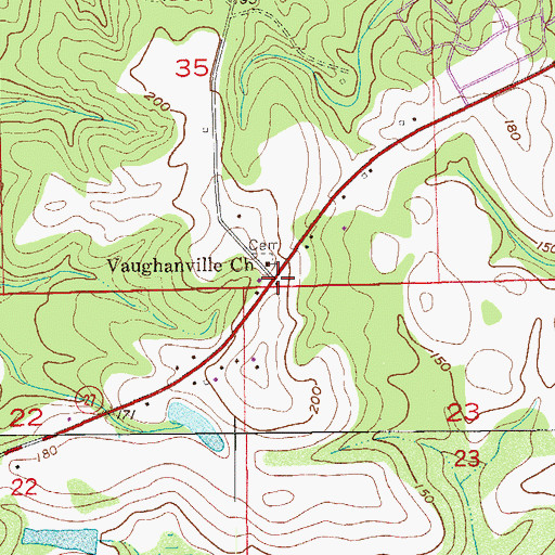 Topographic Map of Vaughn School (historical), AL