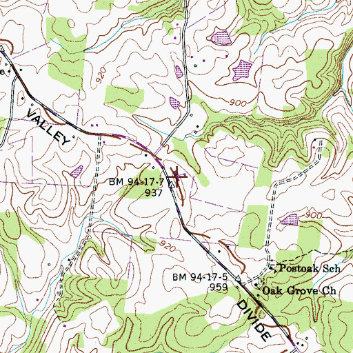 Topographic Map of Pinewood Heights School, TN
