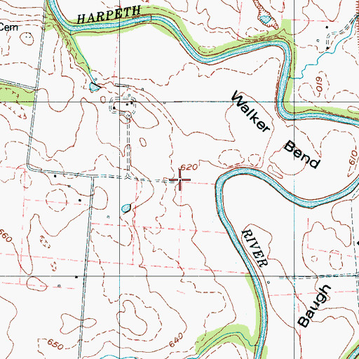 Topographic Map of River Grange Plantation (historical), TN