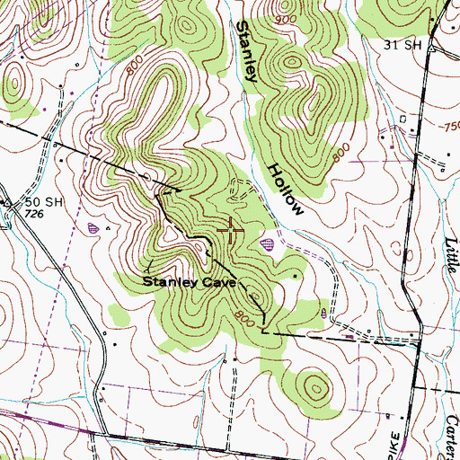 Topographic Map of Satlerfield Cemetery, TN