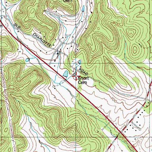 Topographic Map of Short Cemetery, TN