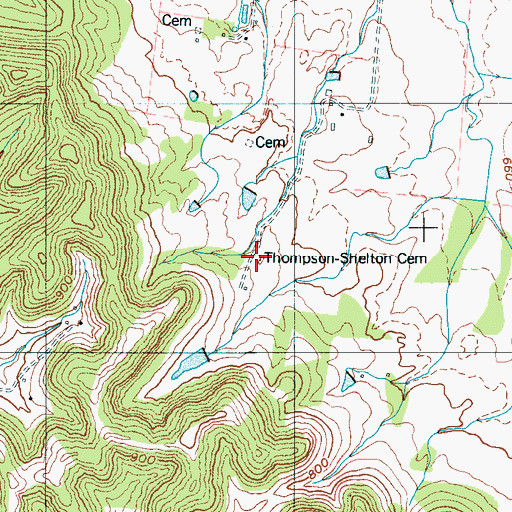 Topographic Map of Thompson-Shelton Cemetery, TN