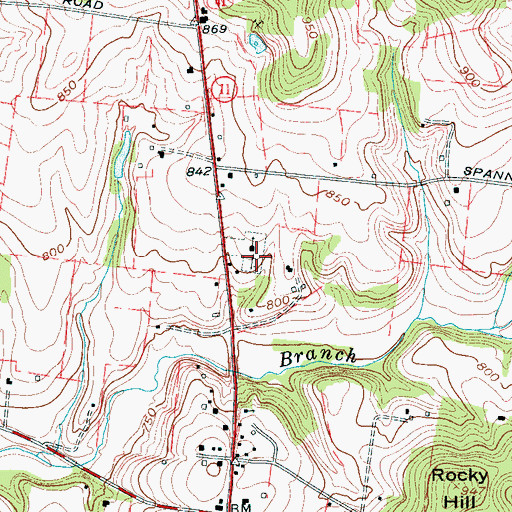 Topographic Map of Triune Cemetery, TN