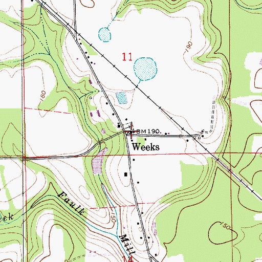 Topographic Map of Weeks Chapel Church, AL