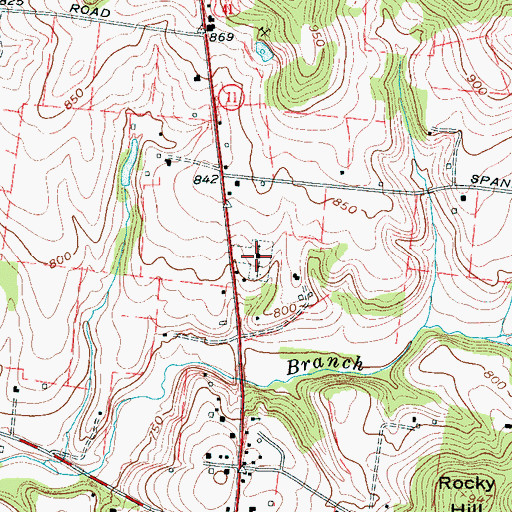 Topographic Map of Triune United Methodist Church, TN
