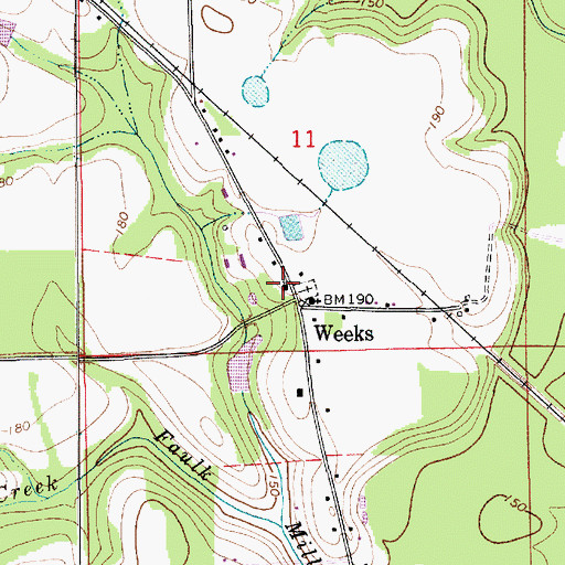 Topographic Map of Weeks School, AL