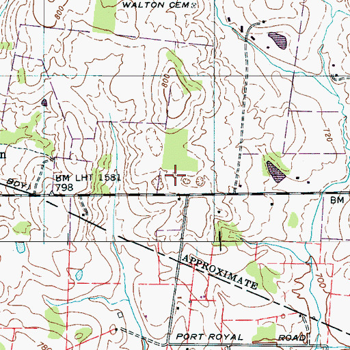 Topographic Map of Wells Cemetery, TN
