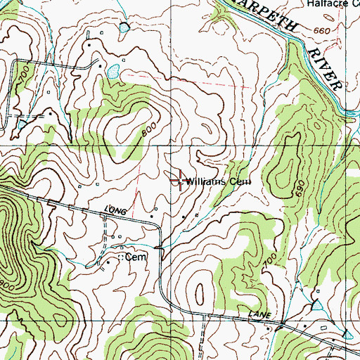 Topographic Map of Williams Cemetery, TN