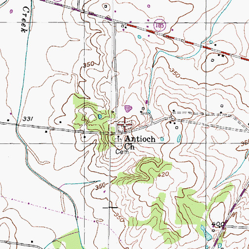Topographic Map of Antioch Cemetery, TN