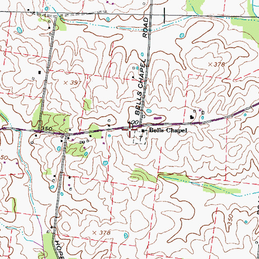 Topographic Map of Bells Chapel School (historical), TN