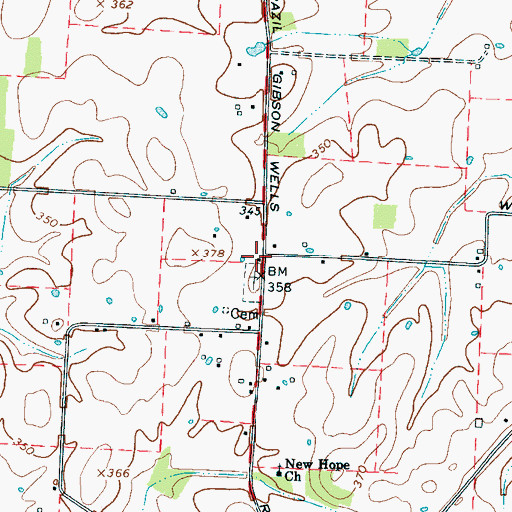 Topographic Map of Bowers Chapel (historical), TN