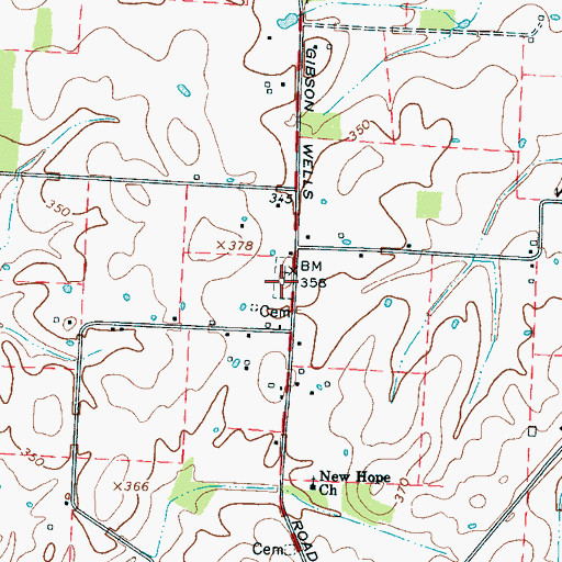Topographic Map of Bowers Chapel Cemetery, TN