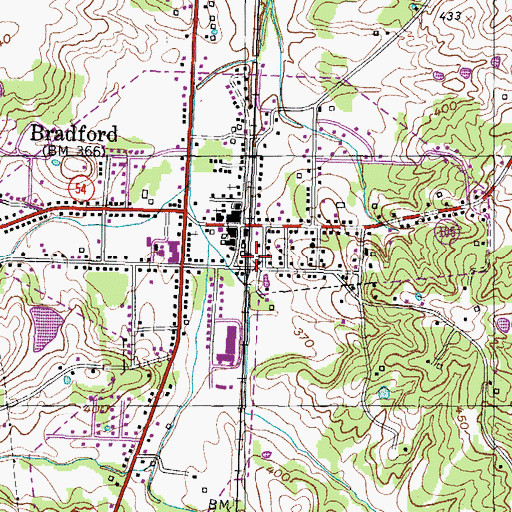 Topographic Map of Bradford First Baptist Church, TN