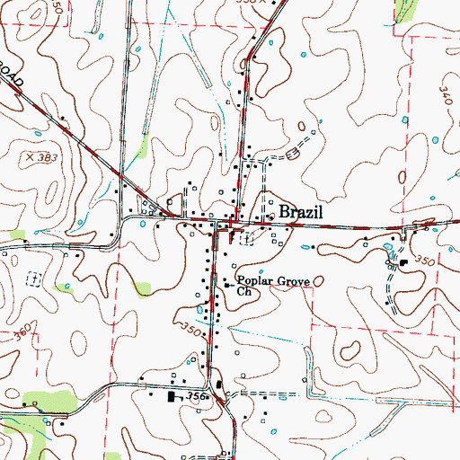 Topographic Map of Brazil Methodist Church, TN