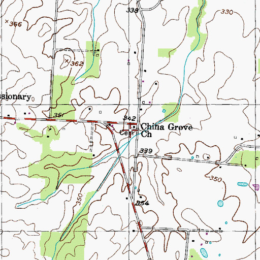 Topographic Map of China Grove Cemetery, TN