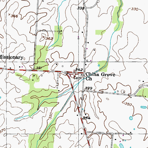 Topographic Map of China Grove School (historical), TN