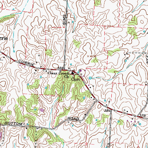 Topographic Map of Clear Creek Cemetery, TN