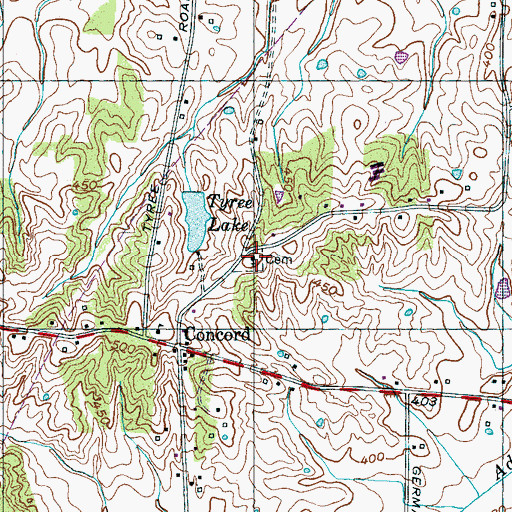 Topographic Map of Concord Presbyterian Church, TN