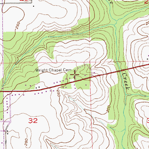 Topographic Map of Wright Chapel (historical), AL