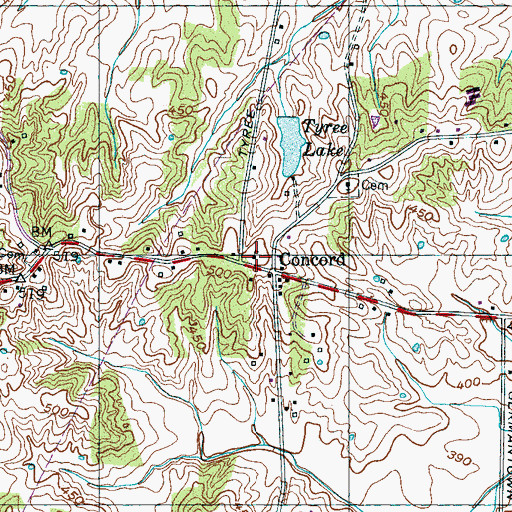 Topographic Map of Concord School (historical), TN
