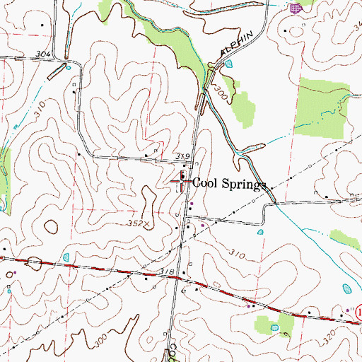 Topographic Map of Cool Springs Cemetery, TN