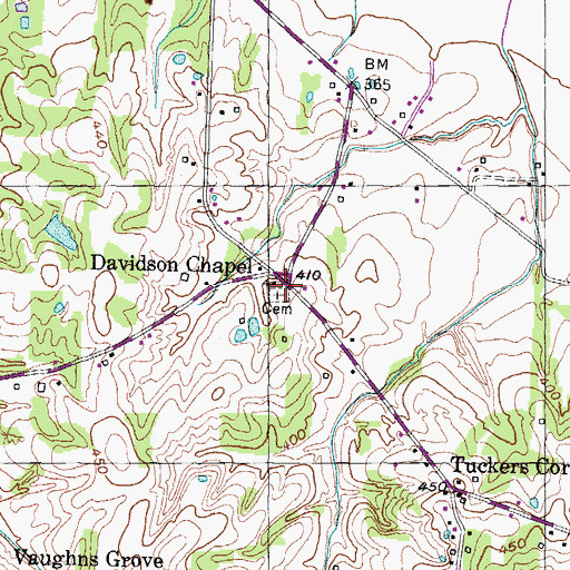 Topographic Map of Davidson Chapel Cemetery, TN