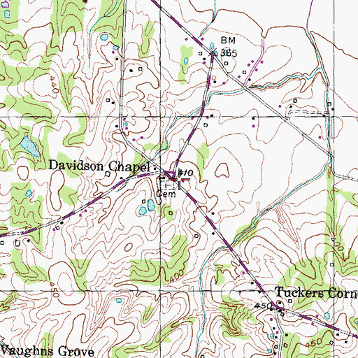 Topographic Map of Davidson Chapel School (historical), TN