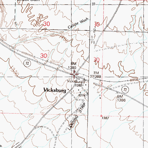 Topographic Map of Vicksburg, AZ