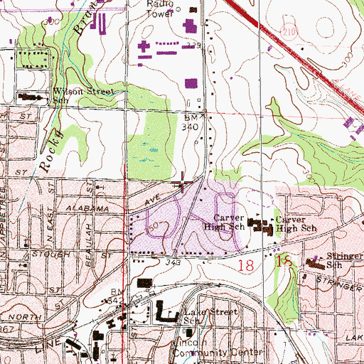 Topographic Map of Alabama Avenue Baptist Church, AL