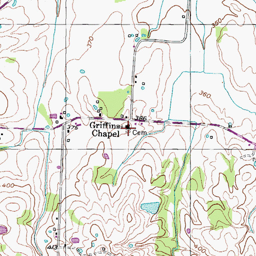 Topographic Map of Griffins Chapel Cemetery, TN