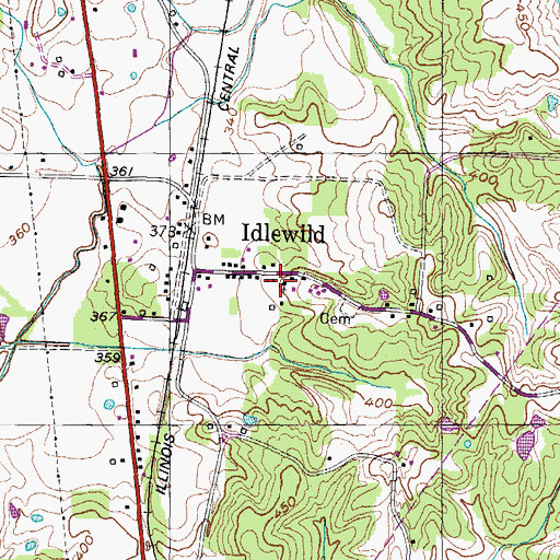 Topographic Map of Idlewild Baptist Church, TN