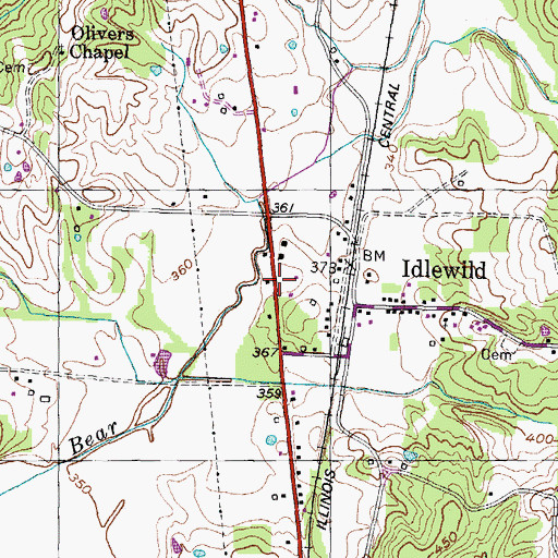 Topographic Map of Idlewild High School (historical), TN
