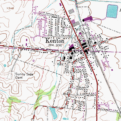 Topographic Map of Kenton City Park, TN
