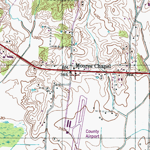 Topographic Map of Moores Chapel School (historical), TN
