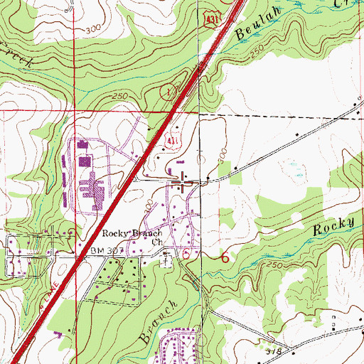 Topographic Map of Bama Dale, AL