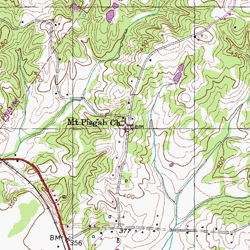 Topographic Map of Mount Pisgah Cemetery, TN