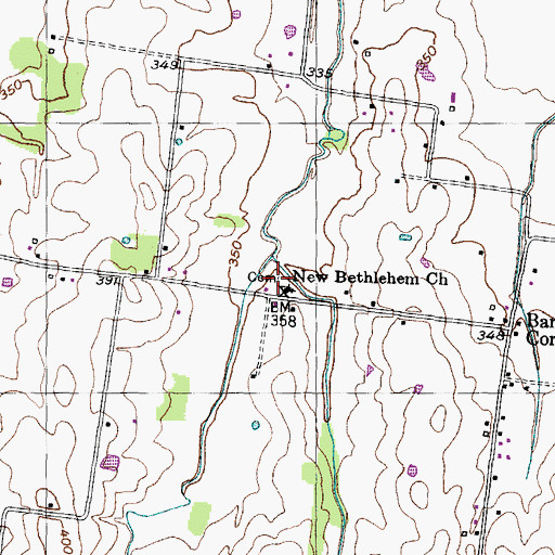 Topographic Map of New Bethlehem Cemetery, TN