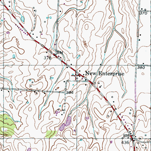 Topographic Map of New Enterprise Church of Christ, TN