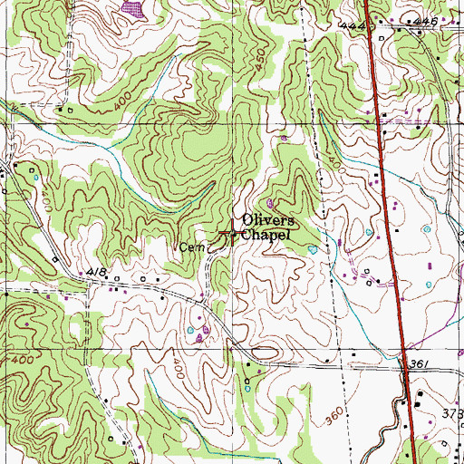 Topographic Map of Olivers Chapel, TN