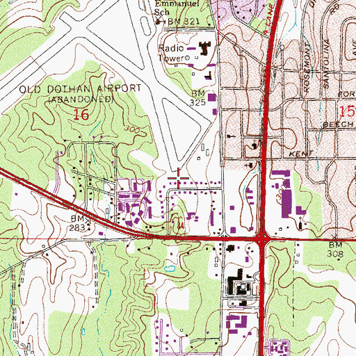 Topographic Map of Bel Air, AL