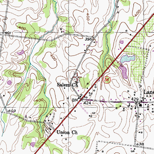 Topographic Map of Salem Cemetery, TN