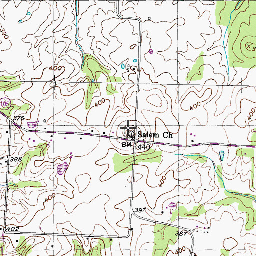 Topographic Map of Salem Cemetery, TN