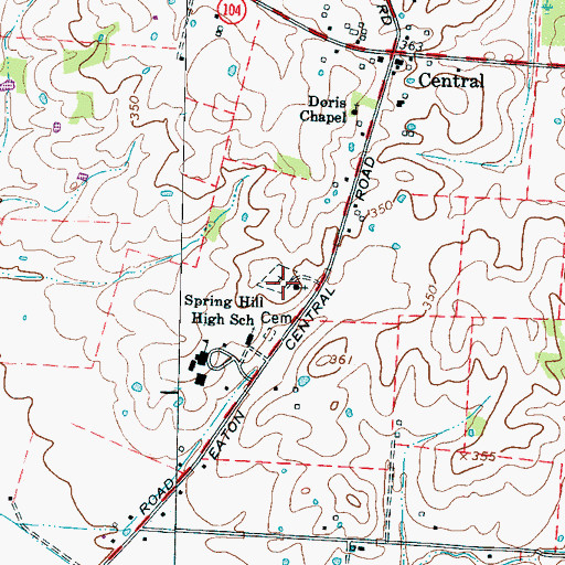 Topographic Map of Spring Hill Cemetery, TN