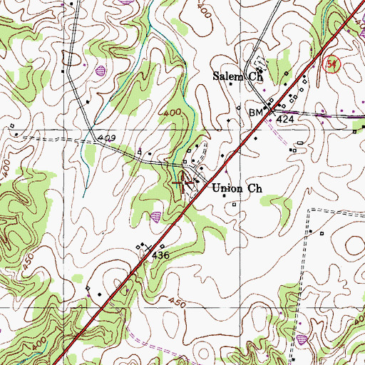 Topographic Map of Union Cemetery, TN