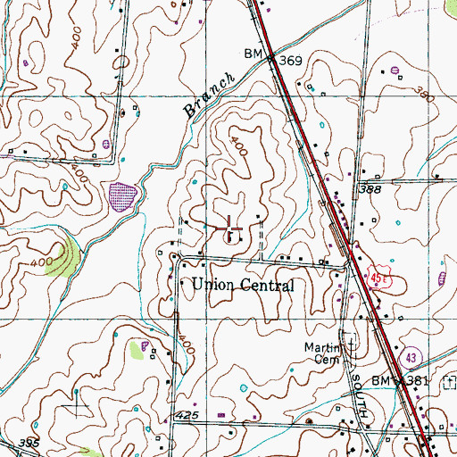 Topographic Map of Union Central School (historical), TN