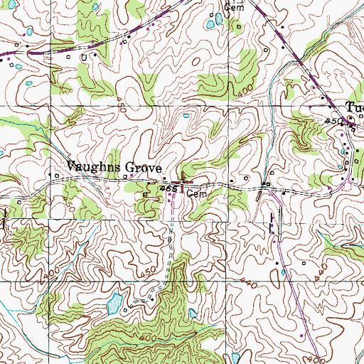 Topographic Map of Vaughns Grove Church of Christ, TN