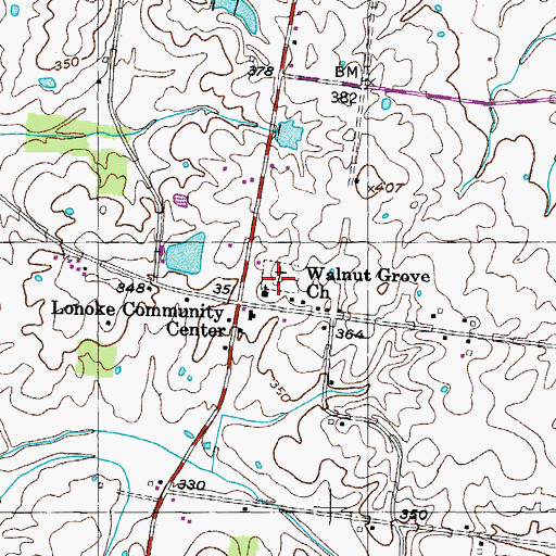 Topographic Map of Walnut Grove Cemetery, TN